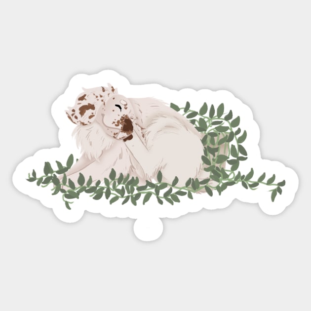 clumber spaniel design art plants sticker tshirt dog Sticker by karmadogg